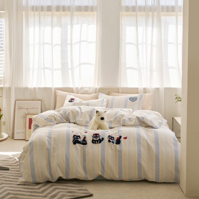 91家纺网 家纺一手货源 找家纺 （总）洋铭区（原狠狠爱） 2025新款A类全棉双层纱毛巾绣四件套