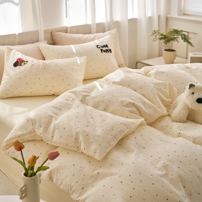 91家纺网 家纺一手货源 找家纺 洋铭区（原狠狠爱） 2025新款A类全棉双层纱毛巾绣四件套 蓝色购物车