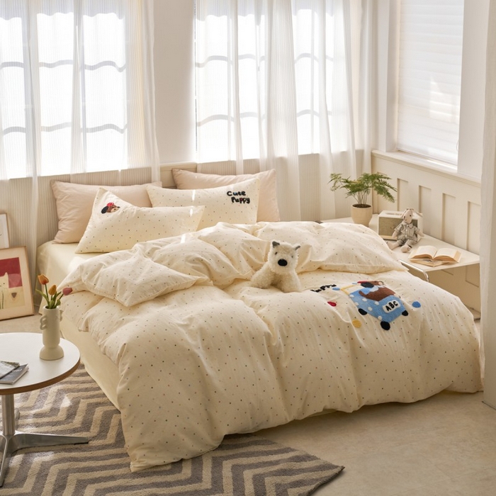 洋铭区（原狠狠爱） 2025新款A类全棉双层纱毛巾绣四件套 蓝色购物车