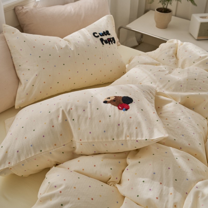 91家纺网 家纺一手货源 找家纺 洋铭区（原狠狠爱） 2025新款A类全棉双层纱毛巾绣四件套 蓝色购物车