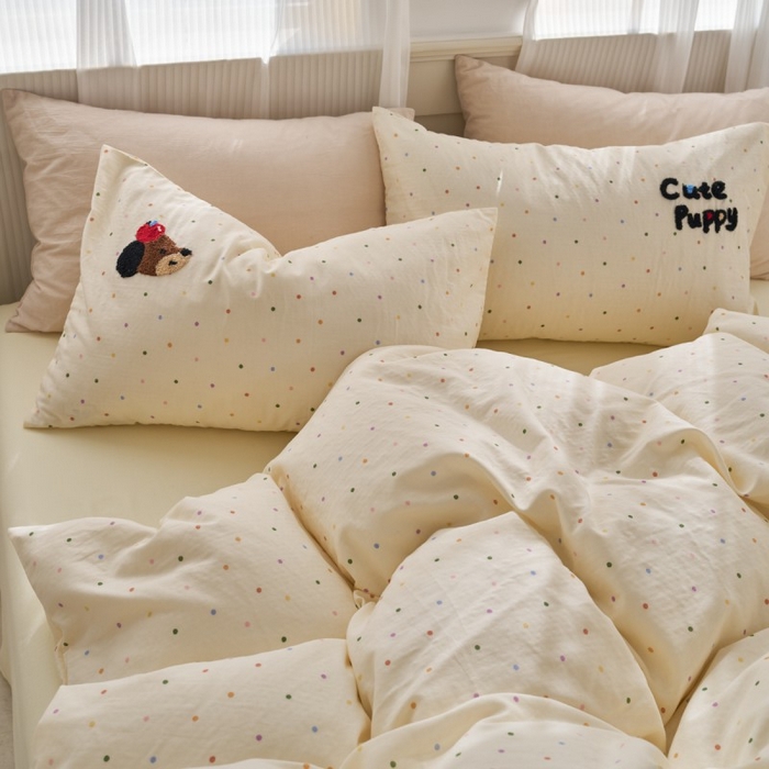 91家纺网 家纺一手货源 找家纺 洋铭区（原狠狠爱） 2025新款A类全棉双层纱毛巾绣四件套 蓝色购物车