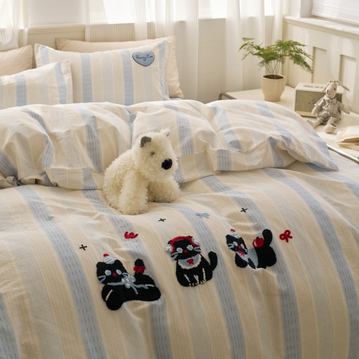 91家纺网 家纺一手货源 找家纺 （总）洋铭区（原狠狠爱） 2025新款A类全棉双层纱毛巾绣四件套