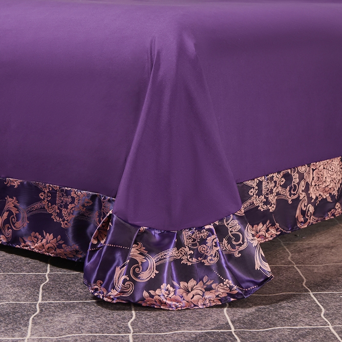 91家纺网 家纺一手货源 找家纺 优美 2025新款一字绣提花四件套系列 五彩斑斓（紫色）