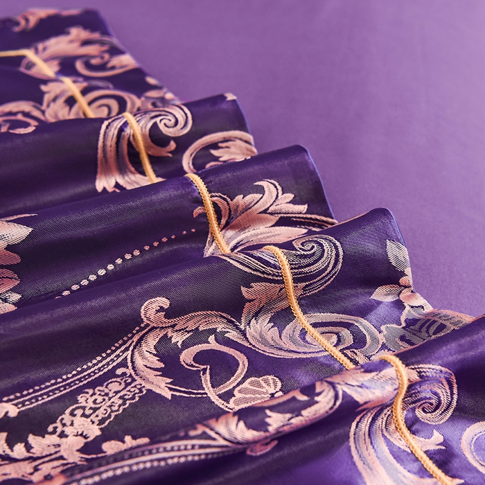 91家纺网 家纺一手货源 找家纺 优美 2025新款一字绣提花四件套系列 五彩斑斓（紫色）