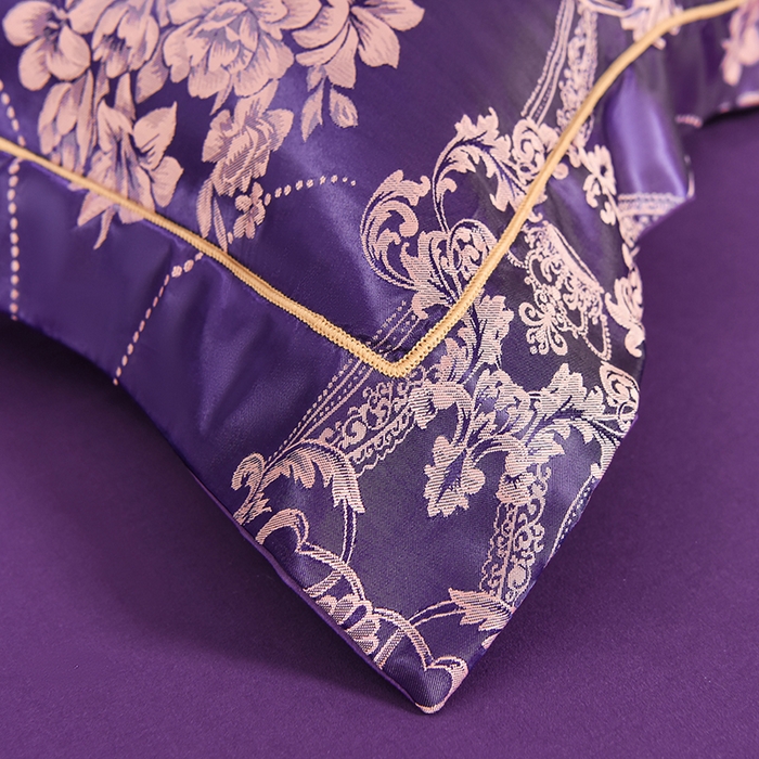 91家纺网 家纺一手货源 找家纺 优美 2025新款一字绣提花四件套系列 五彩斑斓（紫色）