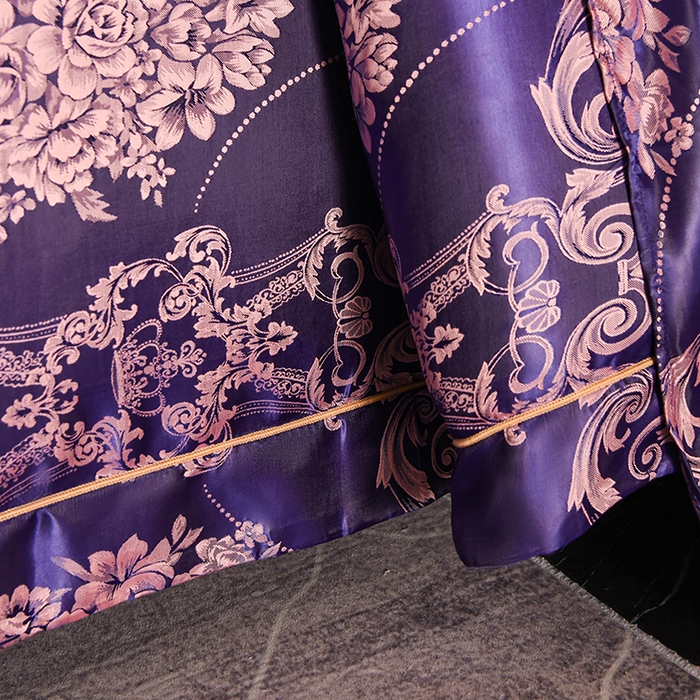 91家纺网 家纺一手货源 找家纺 优美 2025新款一字绣提花四件套系列 五彩斑斓（紫色）