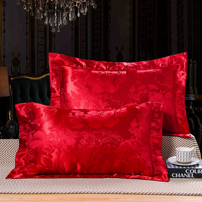 91家纺网 家纺一手货源 找家纺 优美 2025新款一字绣提花四件套系列 国色牡丹-大红