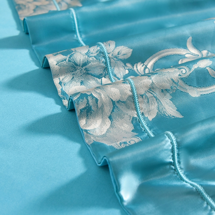 91家纺网 家纺一手货源 找家纺 优美 2025新款一字绣提花四件套系列 圣托里尼（金兰）