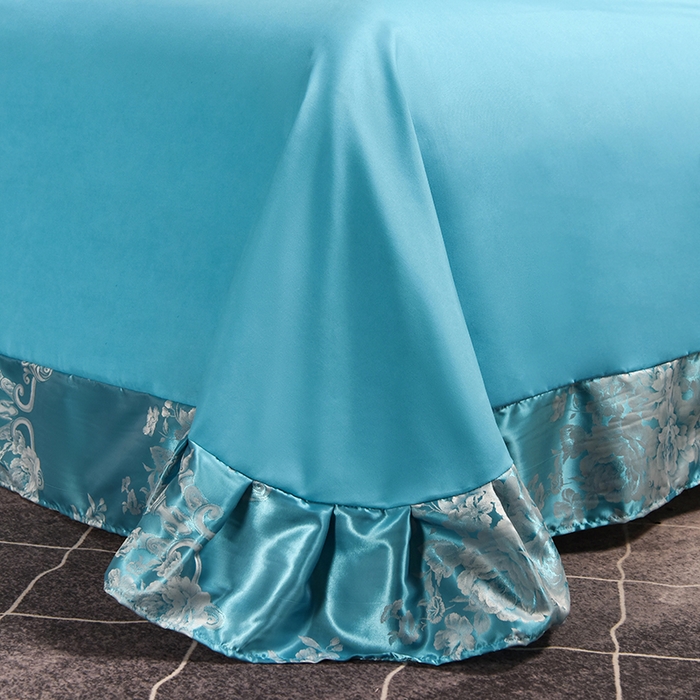 91家纺网 家纺一手货源 找家纺 优美 2025新款一字绣提花四件套系列 圣托里尼（金兰）