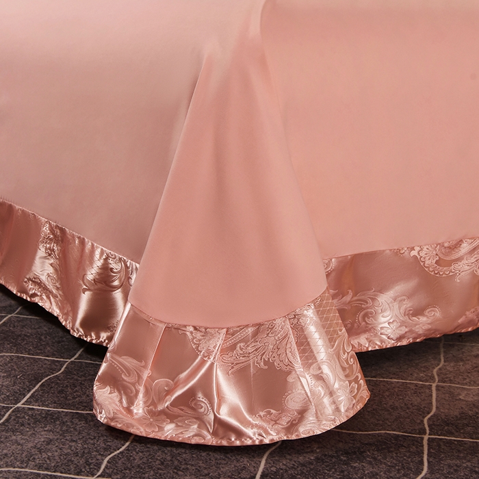 91家纺网 家纺一手货源 找家纺 优美 2025新款一字绣提花四件套系列 卡萨金爵（浅琥珀）