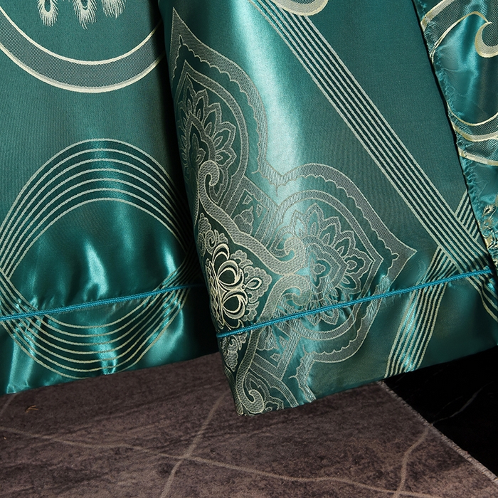 91家纺网 家纺一手货源 找家纺 优美 2025新款一字绣提花四件套系列 尊享繁华（翡翠绿）