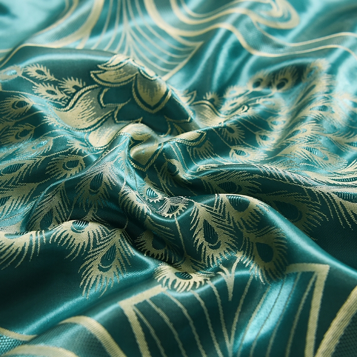 91家纺网 家纺一手货源 找家纺 优美 2025新款一字绣提花四件套系列 尊享繁华（翡翠绿）