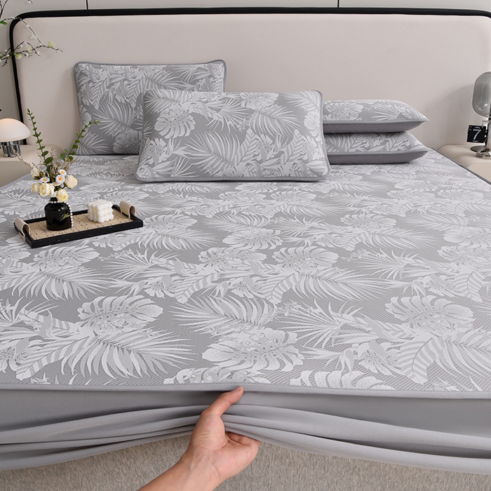 91家纺网 家纺一手货源 找家纺 （总）芯诗曼家纺 2025新款三明治凉感丝提花冰丝席凉席三件套