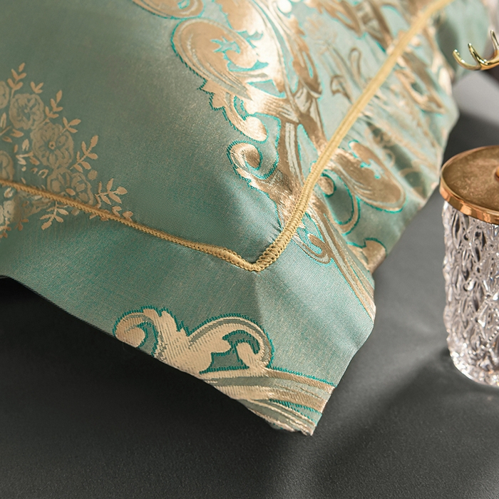 91家纺网 家纺一手货源 找家纺 优美 2025新款一字绣提花四件套系列 奢华风情（金兰）