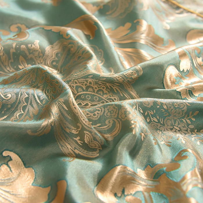 91家纺网 家纺一手货源 找家纺 优美 2025新款一字绣提花四件套系列 奢华风情（金兰）