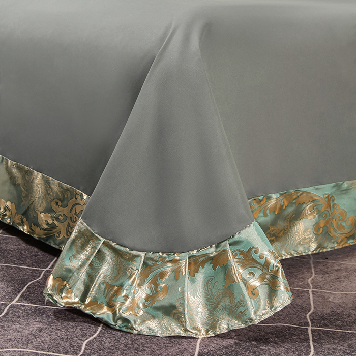 91家纺网 家纺一手货源 找家纺 优美 2025新款一字绣提花四件套系列 奢华风情（金兰）