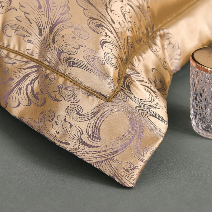 91家纺网 家纺一手货源 找家纺 优美 2025新款一字绣提花四件套系列 圣佛丽亚（富贵金）