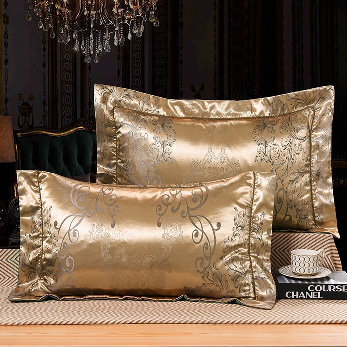 91家纺网 家纺一手货源 找家纺 优美 2025新款一字绣提花四件套系列 圣佛丽亚（富贵金）