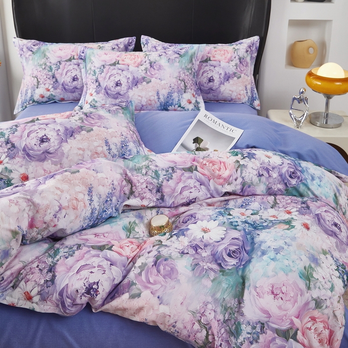 91家纺网 家纺一手货源 找家纺 雲归梦 2025春夏新款全棉纯棉5D数码印花四件套 山樱漫语