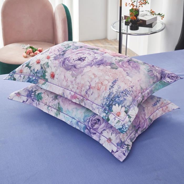 91家纺网 家纺一手货源 找家纺 雲归梦 2025春夏新款全棉纯棉5D数码印花四件套 山樱漫语