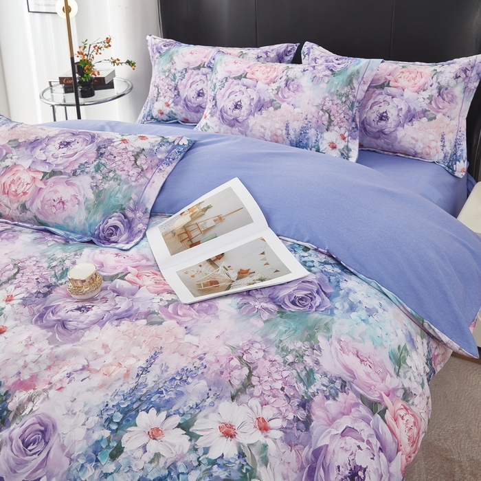 91家纺网 家纺一手货源 找家纺 雲归梦 2025春夏新款全棉纯棉5D数码印花四件套 山樱漫语