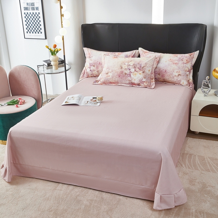 91家纺网 家纺一手货源 找家纺 雲归梦 2025春夏新款全棉纯棉5D数码印花四件套 如若梦境-桔