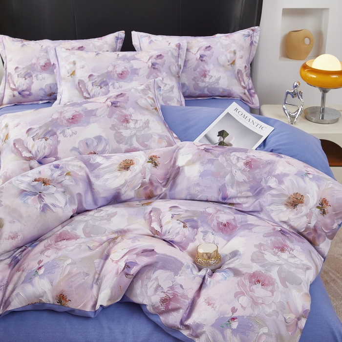 91家纺网 家纺一手货源 找家纺 雲归梦 2025春夏新款全棉纯棉5D数码印花四件套 倾心之恋