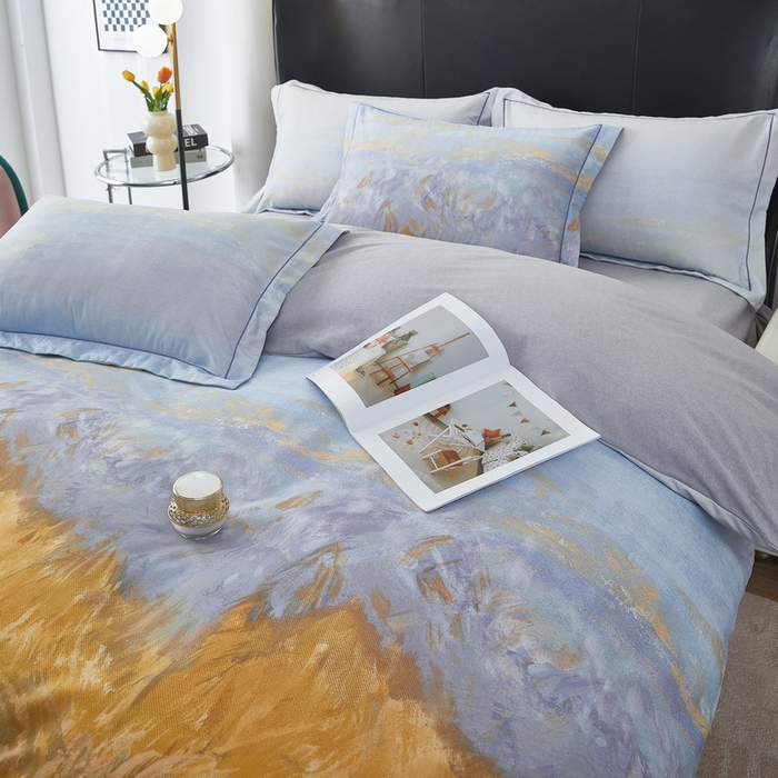 91家纺网 家纺一手货源 找家纺 雲归梦 2025春夏新款全棉纯棉5D数码印花四件套 日照金山