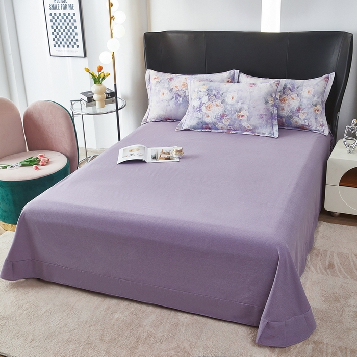 91家纺网 家纺一手货源 找家纺 雲归梦 2025春夏新款全棉纯棉5D数码印花四件套 如若梦境-紫