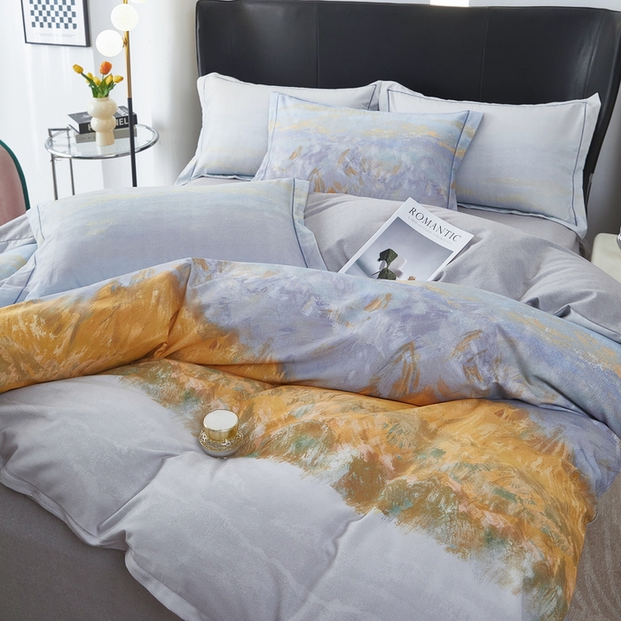 91家纺网 家纺一手货源 找家纺 雲归梦 2025春夏新款全棉纯棉5D数码印花四件套 日照金山