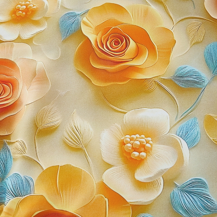 91家纺网 家纺一手货源 找家纺 雲归梦 2025春夏新款全棉纯棉5D数码印花四件套 甜花香-桔