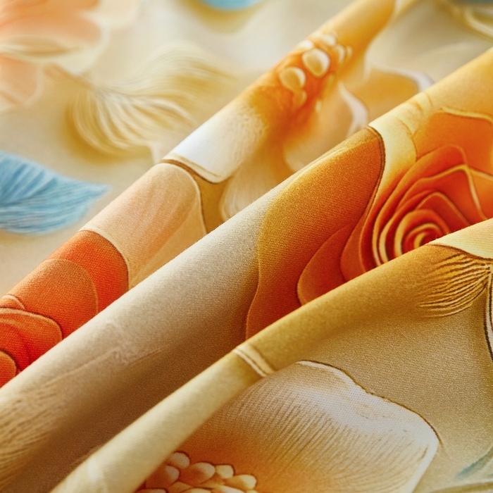 91家纺网 家纺一手货源 找家纺 雲归梦 2025春夏新款全棉纯棉5D数码印花四件套 甜花香-桔