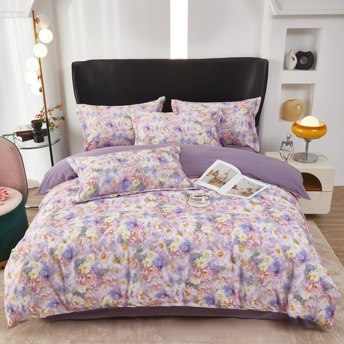 91家纺网 家纺一手货源 找家纺 雲归梦 2025春夏新款全棉纯棉5D数码印花四件套 花舞序曲