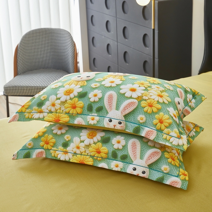 91家纺网 家纺一手货源 找家纺 雲归梦 2025春夏新款全棉纯棉5D数码印花四件套 萌宠乐园-绿