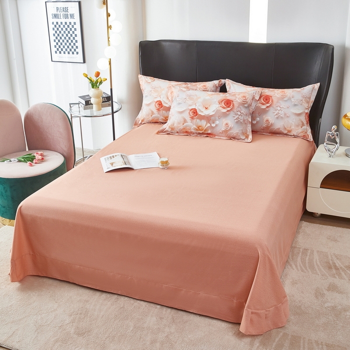 91家纺网 家纺一手货源 找家纺 雲归梦 2025春夏新款全棉纯棉5D数码印花四件套 花语悠然-粉