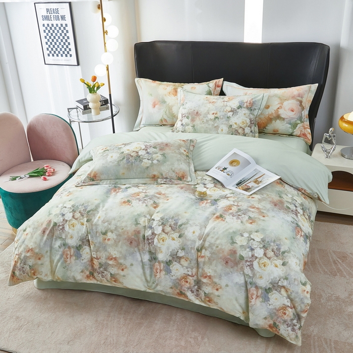 雲归梦 2025春夏新款全棉纯棉5D数码印花四件套 如若梦境-绿