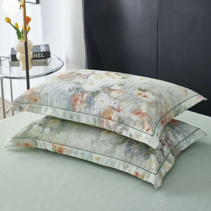 91家纺网 家纺一手货源 找家纺 雲归梦 2025春夏新款全棉纯棉5D数码印花四件套 如若梦境-绿