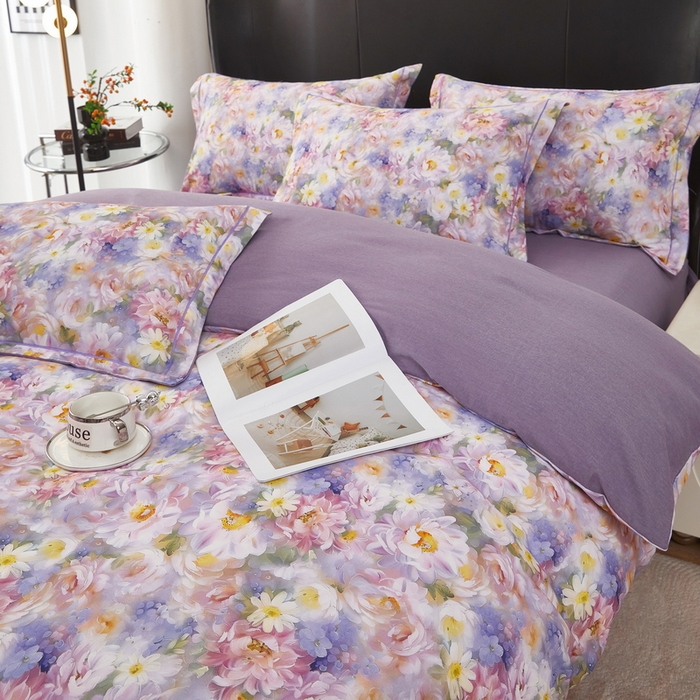 91家纺网 家纺一手货源 找家纺 雲归梦 2025春夏新款全棉纯棉5D数码印花四件套 花舞序曲