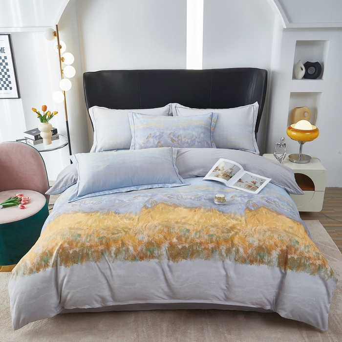 91家纺网 家纺一手货源 找家纺 雲归梦 2025春夏新款全棉纯棉5D数码印花四件套 日照金山