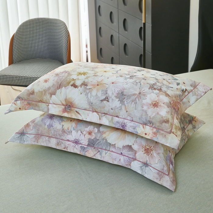 91家纺网 家纺一手货源 找家纺 雲归梦 2025春夏新款全棉纯棉5D数码印花四件套 花开雏菊-绿