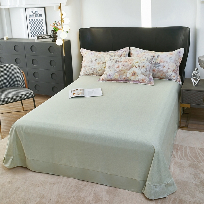 91家纺网 家纺一手货源 找家纺 雲归梦 2025春夏新款全棉纯棉5D数码印花四件套 花开雏菊-绿