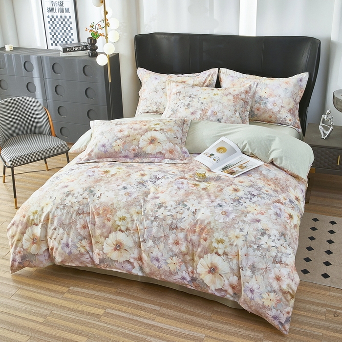 雲归梦 2025春夏新款全棉纯棉5D数码印花四件套 花开雏菊-绿