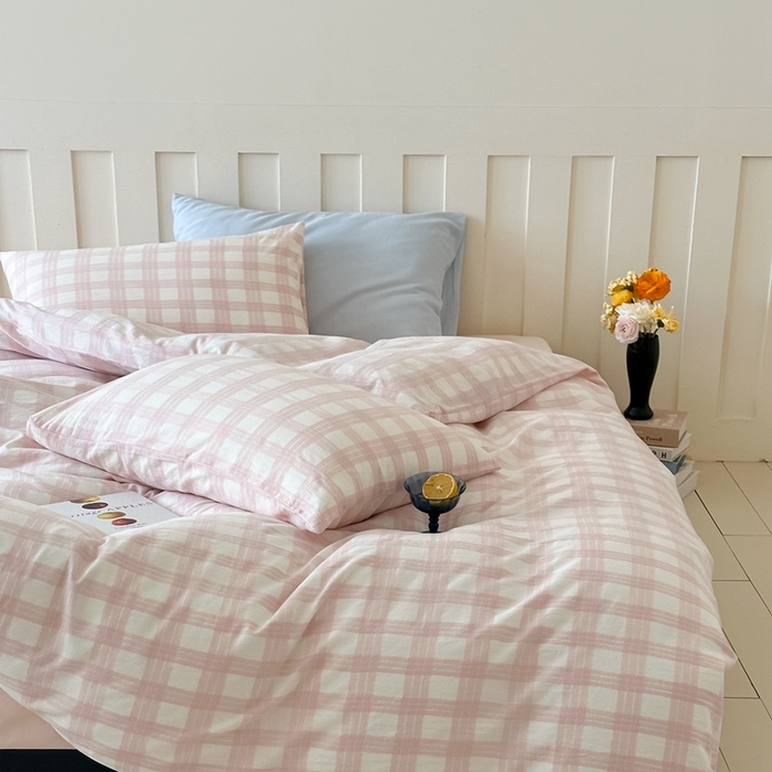 （总）小春日和 2025新款色织双层纱提花亲肤柔软贴身提花人字纹面料四件套