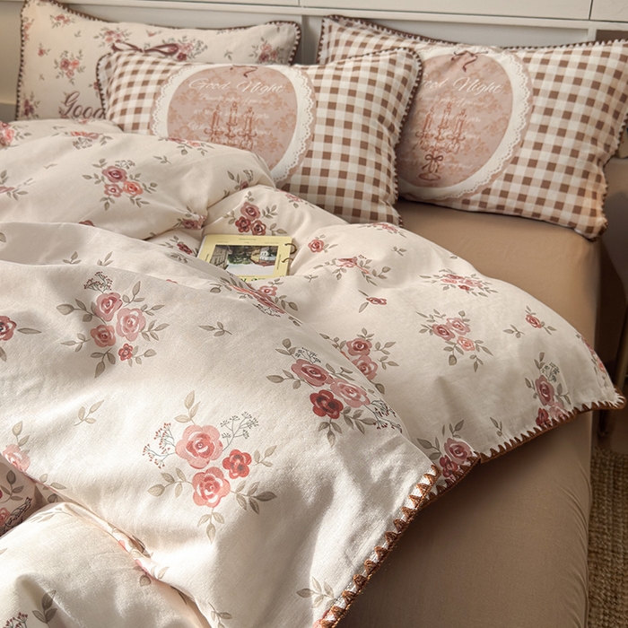 91家纺网 家纺一手货源 找家纺 （总）RYB红黄兰 2025新款设计师原创全棉纯棉有氧双层纱大版数码贝壳边四件套