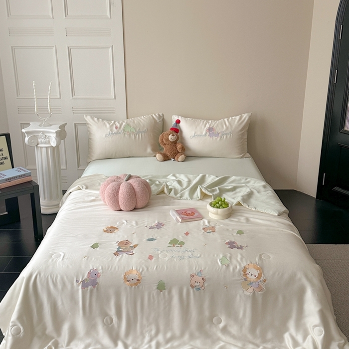 91家纺网 家纺一手货源 找家纺 （总）柚子YOUTH 2025新款60S兰精天丝绣花大豆夏被四件套