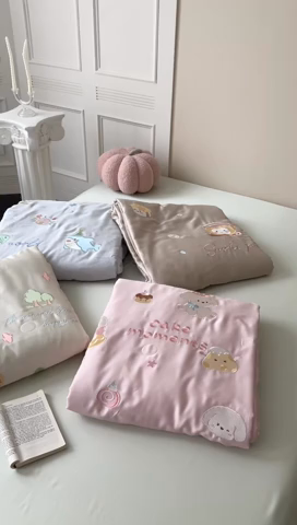 91家纺网 家纺一手货源 找家纺 （总）柚子YOUTH 2025新款60S兰精天丝绣花大豆夏被四件套