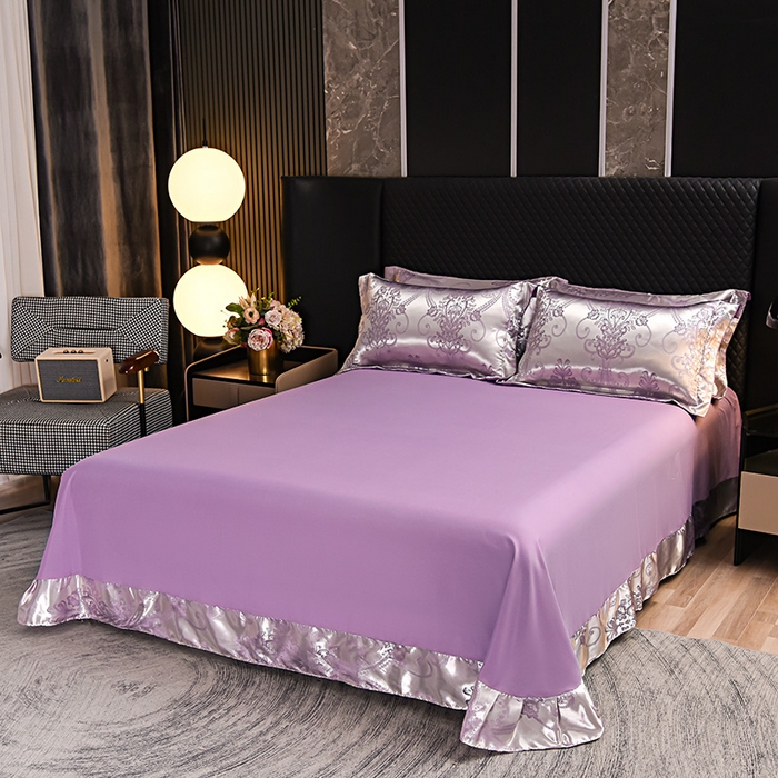 91家纺网 家纺一手货源 找家纺 优美 2025新款高克重贡缎提花四件套系列 伯爵-紫金