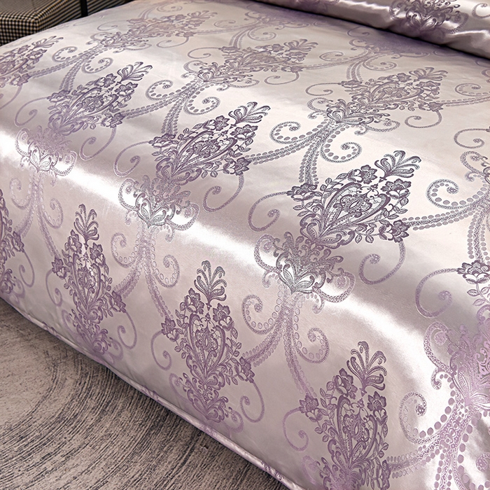 91家纺网 家纺一手货源 找家纺 优美 2025新款高克重贡缎提花四件套系列 伯爵-紫金