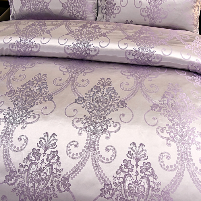 91家纺网 家纺一手货源 找家纺 优美 2025新款高克重贡缎提花四件套系列 伯爵-紫金