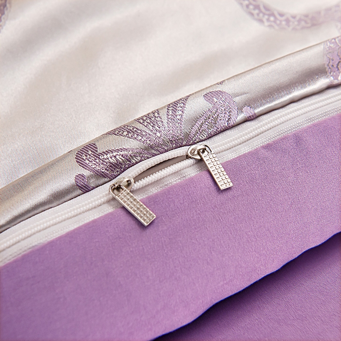 91家纺网 家纺一手货源 找家纺 优美 2025新款高克重贡缎提花四件套系列 伯爵-紫金